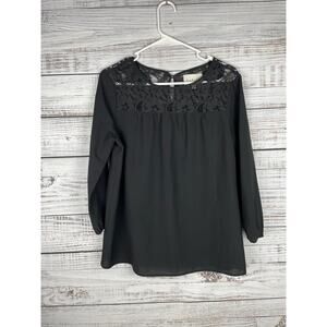 Black Top Medium Lace Flowy Whimsigoth Witchy Modest Career Modest Cutouts